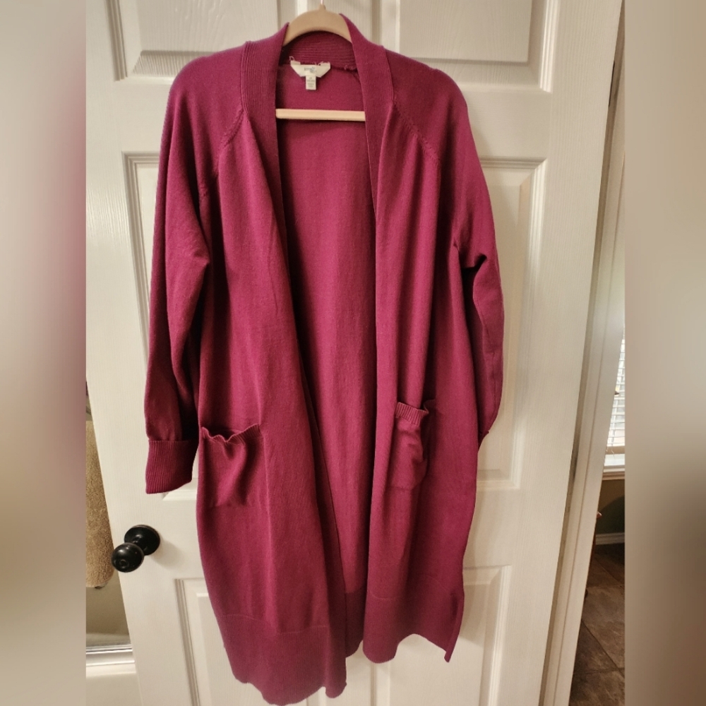 Women's Open Front Cardigan Sweater - Burgundy